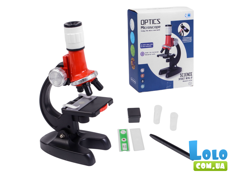 Микроскоп с аксессуарами на батарейках