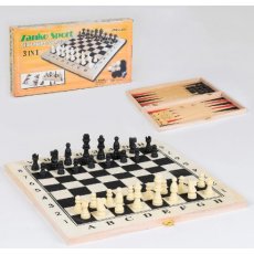 Настольная игра Шахматы деревянные 3 в 1