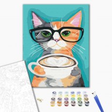 Картина по номерам Кот и кофе, Brushme (40х50 см)
