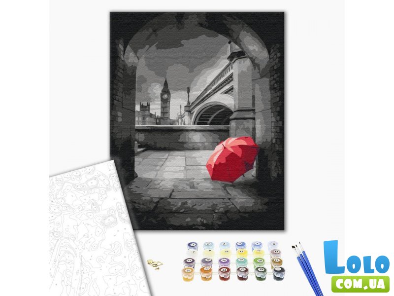 Картина по номерам Красный зонт под Биг-Беном, Brushme (40х50 см)