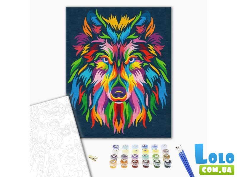 Картина по номерам Радужный волк, Brushme (40х50 см)