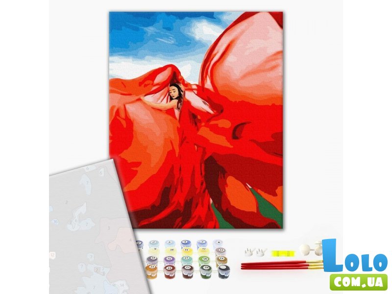 Премиум картина по номерам Женщина в красном, Brushme (40x50 см)