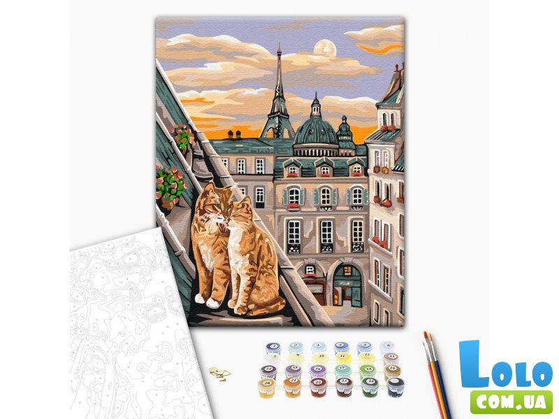 Картина по номерам Кошачья нежность в Париже, Brushme (40х50 см)