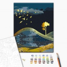 Картина по номерам Птицы ночи с золотой краской, Brushme (40х50 см)