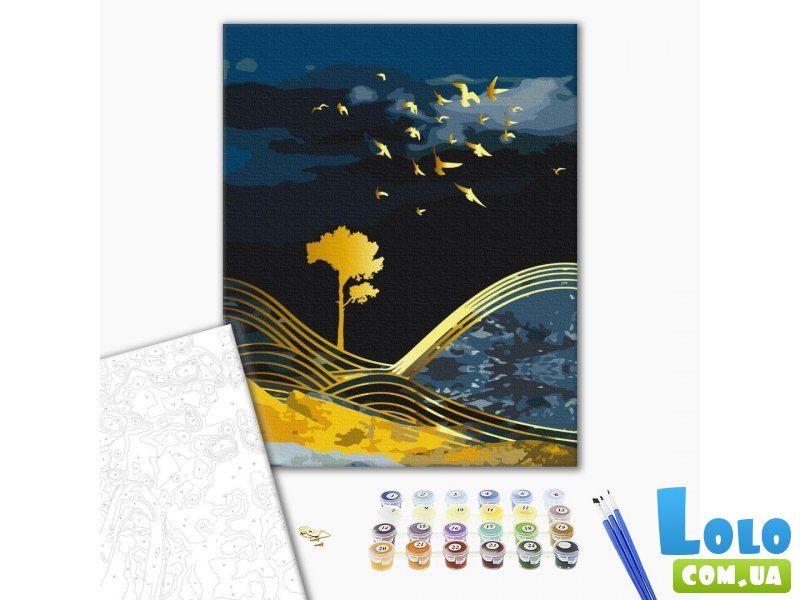 Картина по номерам Природа ночи с золотой краской, Brushme (40х50 см)