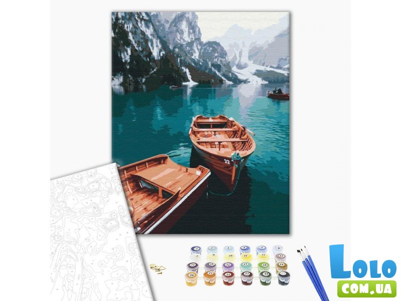 Картина по номерам Лодки на альпийском озере, Brushme (40х50 см)