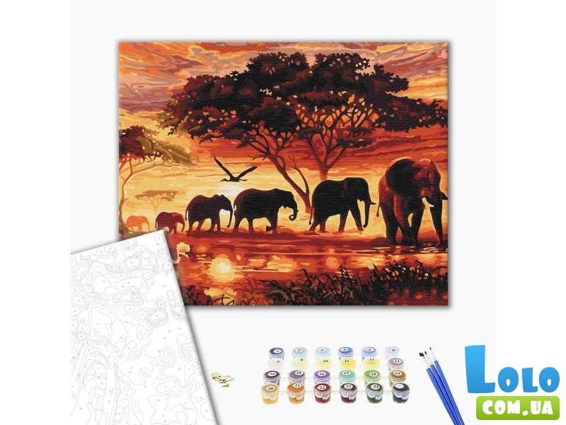 Картина по номерам Слоны в саване, Brushme (40х50 см)