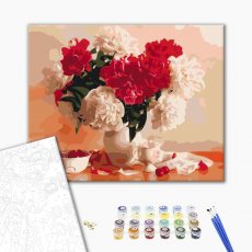 Картина по номерам Красно-белые пионы и вишни, Brushme (40х50 см)
