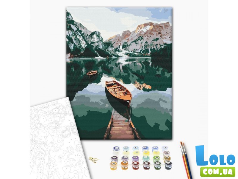 Картина по номерам Лодка на зеркальном озере, Brushme (40х50 см)