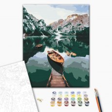 Картина по номерам Лодка на зеркальном озере, Brushme (40х50 см)