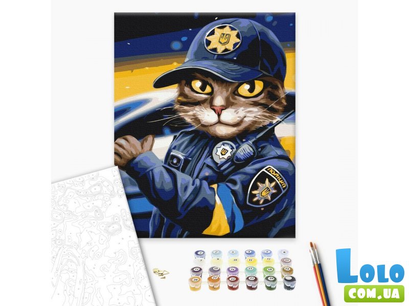 Картина по номерам Котик полицейский ©Марианна Пащук, Brushme (40х50 см)