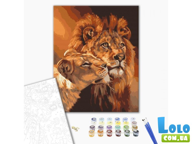 Картина по номерам Влюбленные львы, Brushme (40х50 см)