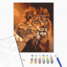 Картина по номерам Влюбленные львы, Brushme (40х50 см)