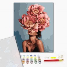 Премиум картина по номерам Девушка в цветущем пионе, Brushme (40х50 см)
