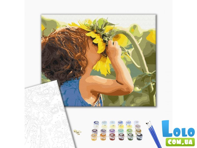Картина по номерам Ребенок рядом с подсолнухом, Brushme (40х50 см)