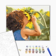 Картина по номерам Ребенок рядом с подсолнухом, Brushme (40х50 см)