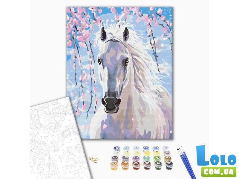 Картина по номерам Лошадь в цветах сакуры, Brushme (40х50 см)