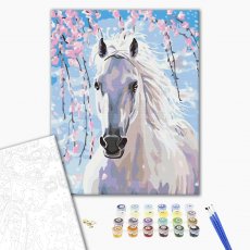 Картина по номерам Лошадь в цветах сакуры, Brushme (40х50 см)