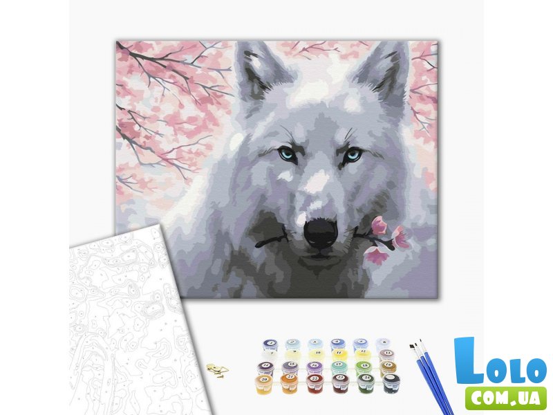 Картина по номерам Волк с цветами, Brushme (40х50 см)