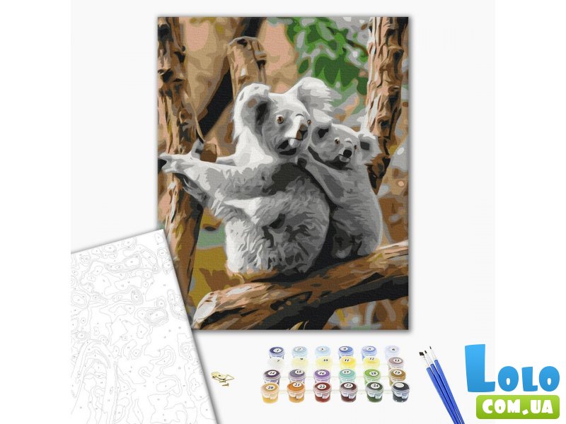 Картина по номерам Семья коал, Brushme (40х50 см)