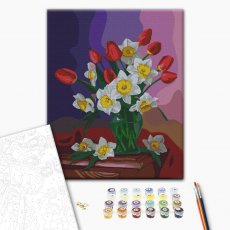 Картина по номерам Букет тюльпанов и нарциссов © Valentyna Ivanova, Brushme (40х50 см)