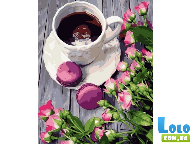 Картина по номерам Макаруны и кофе, Strateg (40х50 см)