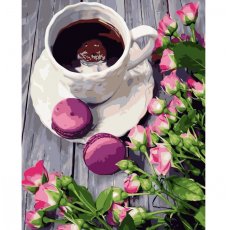 Картина по номерам Макаруны и кофе, Strateg (40х50 см)