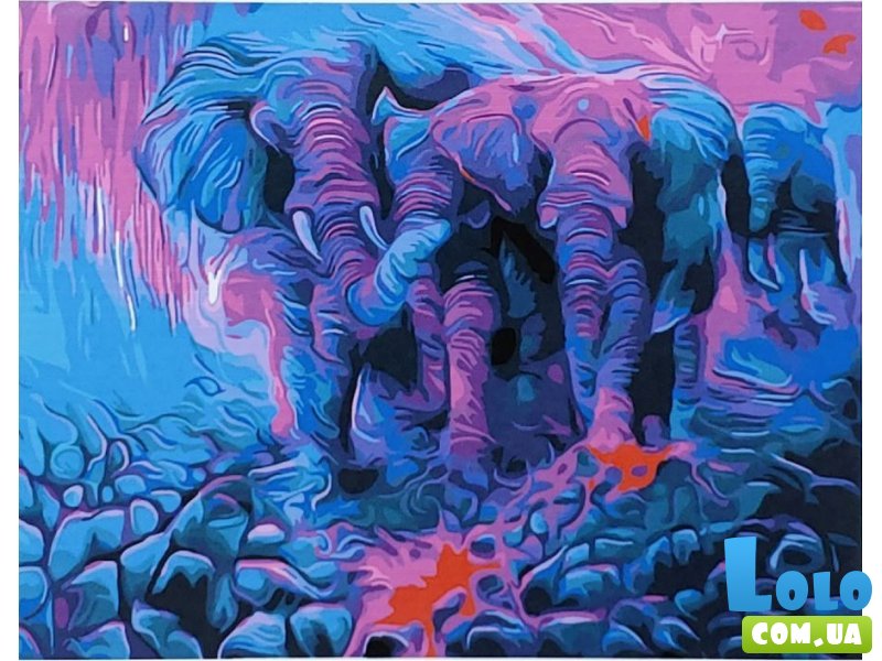 Картина по номерам Цветные слоны, Strateg (40х50 см)