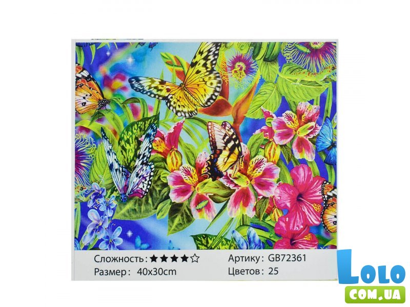 Алмазная мозаика Бабочки на цветах, TK Group (40х30 см)
