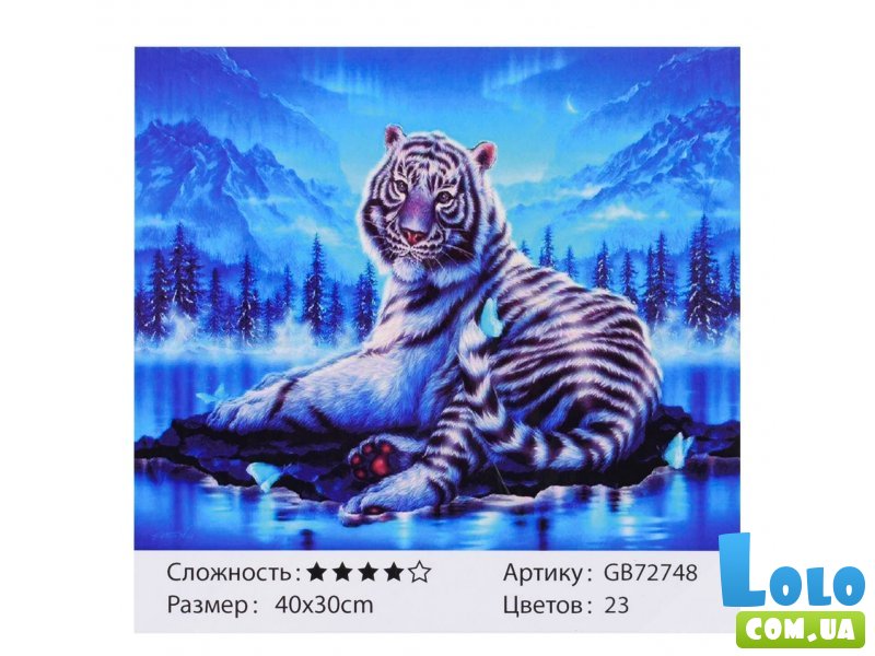 Алмазная мозаика Белый тигр ночью, TK Group (40х30 см)