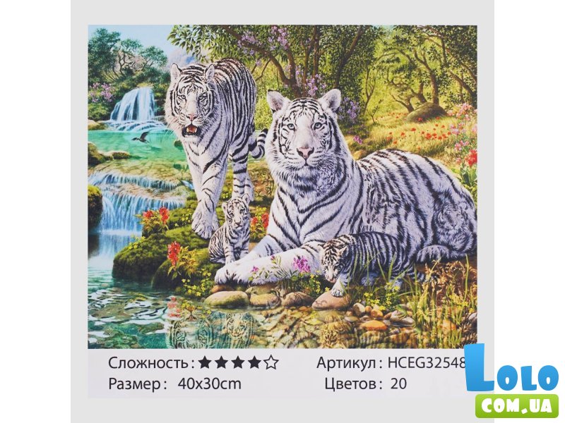 Картина по номерам Белые тигры, TK Group (40х30 см)