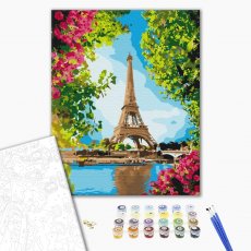 Картина по номерам Цветочный вид на Эйфелеву башню, Brushme (40х50 см)