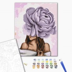Картина по номерам Дама с фиолетовым пионом, Brushme (40х50 см)