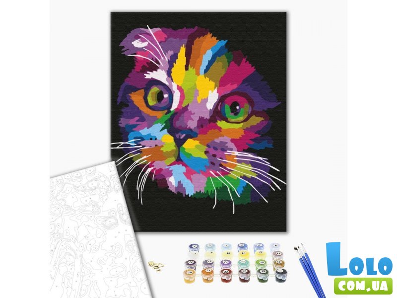 Картина по номерам Радужный котенок, Brushme (40х50 см)