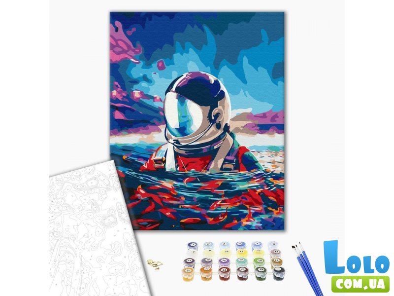 Картина по номерам Астронавт и рыбки, Brushme (40х50 см)
