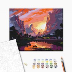 Картина по номерам Яркий закат в горах, Brushme (40х50 см)