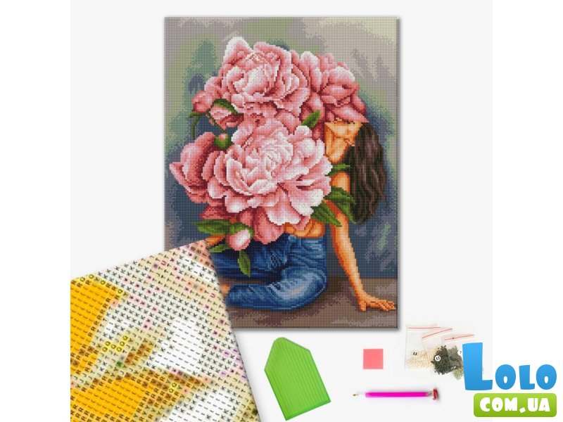 Алмазная мозаика Водоворот пионов @Дарья Михайлишина, Brushme (40х50 см)