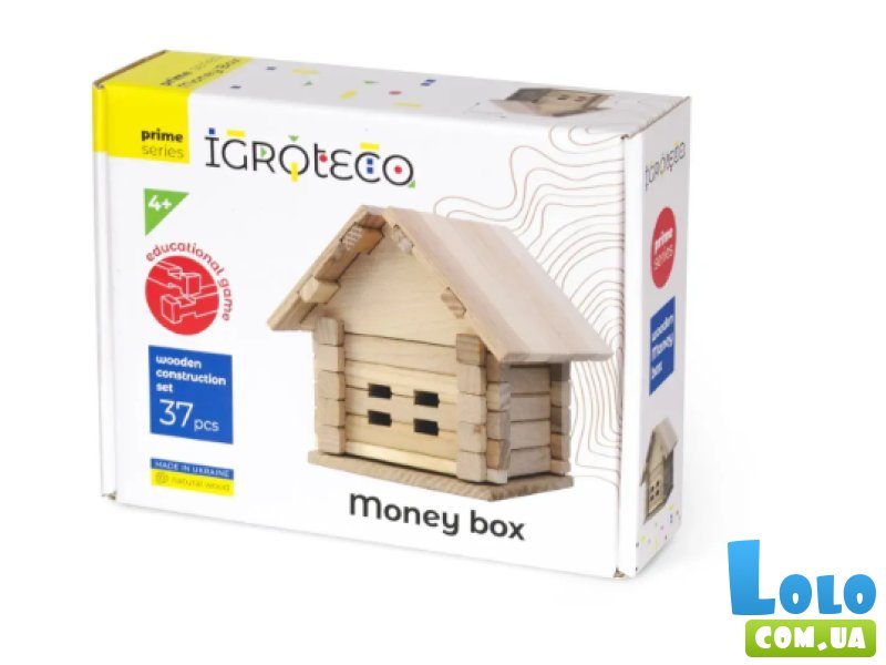 Деревянный конструктор Копилка, Igroteco (900293), 37 дет.