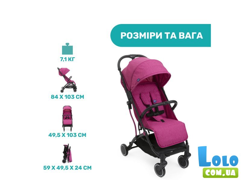 Прогулочная коляска Trolleyme Stroller, Chicco (розовая)