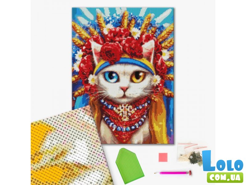 Алмазная мозаика Кошка украиночка ©Марианна Пащук, Brushme (40х50 см)