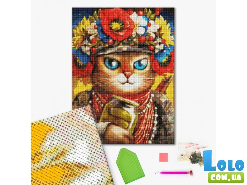 Алмазная мозаика Кошка Защитница ©Марианна Пащук, Brushme (40х50 см)