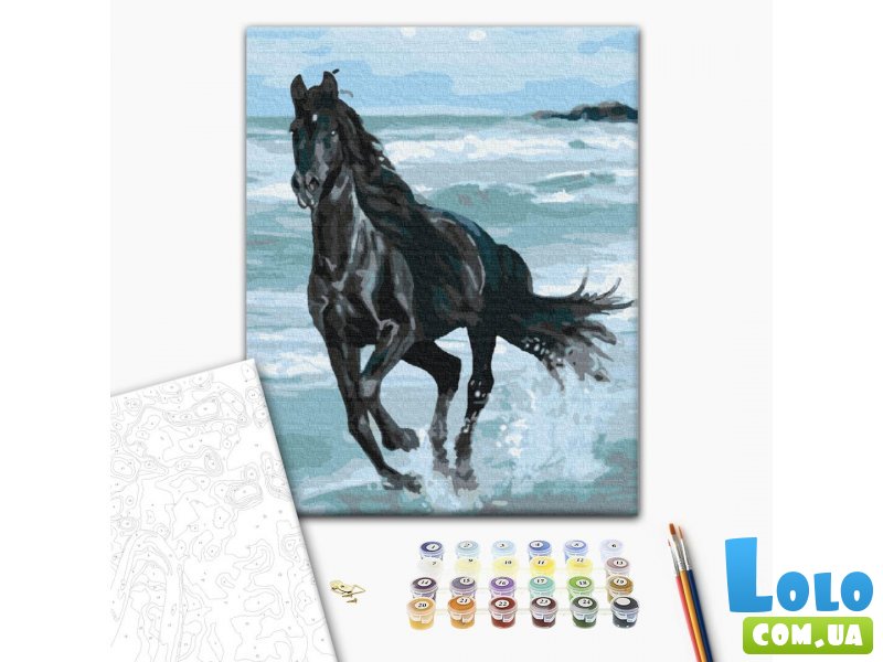 Картина по номерам Черная лошадь, Brushme (40х50 см)