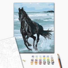 Картина по номерам Черная лошадь, Brushme (40х50 см)