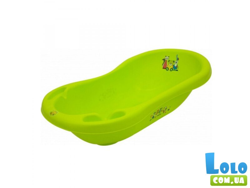 Ванная Bear & Friends, Maltex, со сливом и антискользящим ковриком (зеленая)