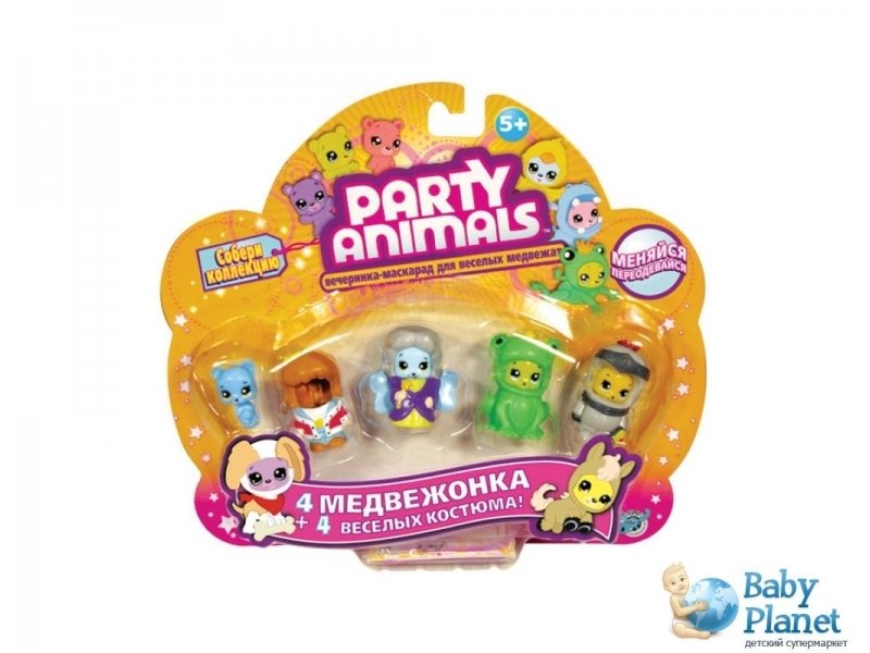Игровой набор Party Animals "Блистер с 4 медвежатами" (PA60728), в ассортименте