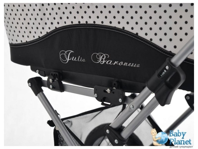 Универсальная коляска 2 в 1 Lonex Julia Baronessa JB-01 (черная с белым), в горошек