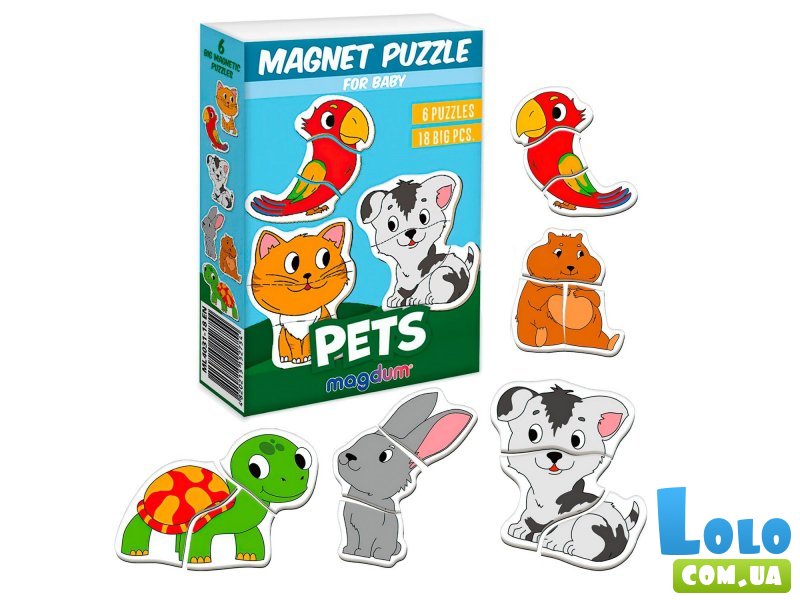 Пазлы магнитные Pets, 18 эл.