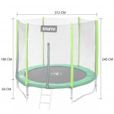 Батут с двойными ногами с сеткой, Atleto, 312 см (зеленый), 2 места