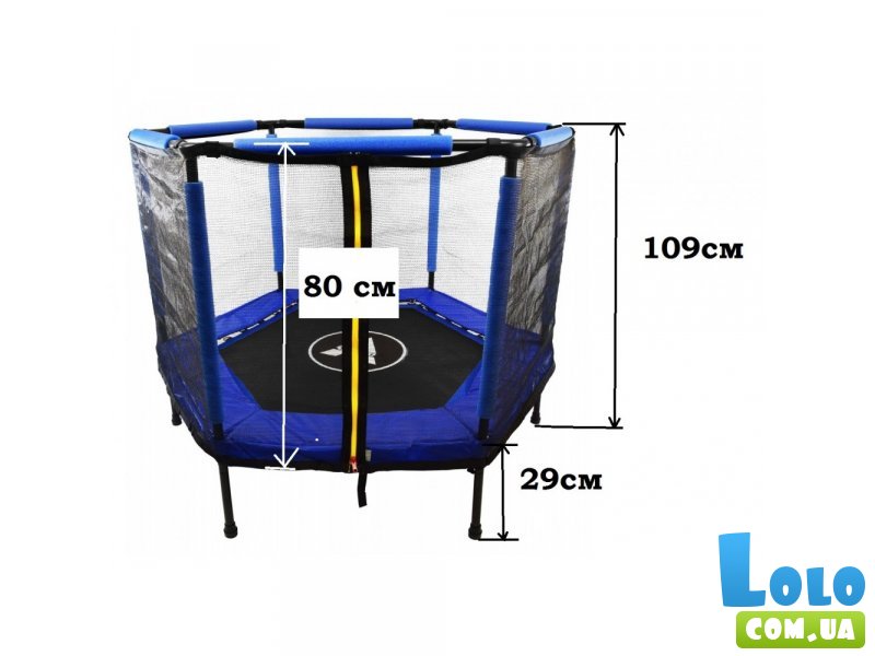 Батут шестиугольный с сеткой, Atleto, 140 см (синий)