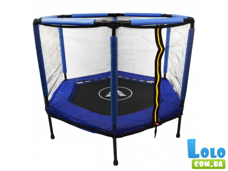 Батут шестиугольный с сеткой, Atleto, 140 см (синий)